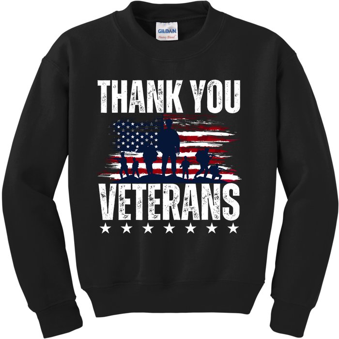 Thank You Veterans Day Memorial Day Partiotic Military Usa Kids Sweatshirt