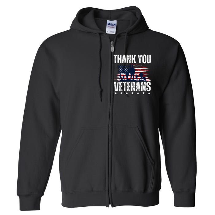 Thank You Veterans Day Memorial Day Partiotic Military Usa Full Zip Hoodie