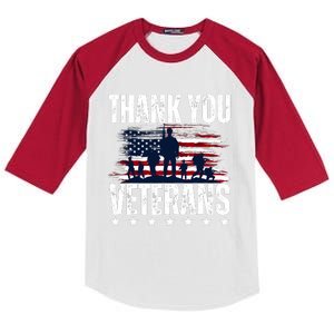 Thank You Veterans Day Memorial Day Partiotic Military Usa Kids Colorblock Raglan Jersey