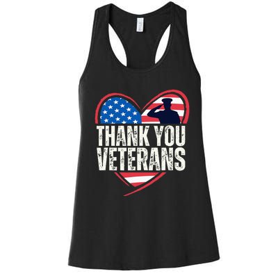 Thank You Veterans Day Memorial Day Partiotic Military Usa Women's Racerback Tank