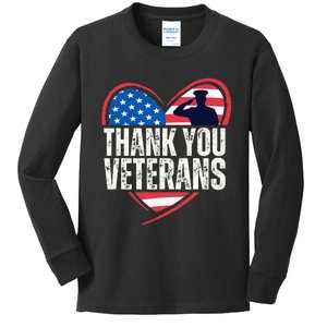 Thank You Veterans Day Memorial Day Partiotic Military Usa Kids Long Sleeve Shirt