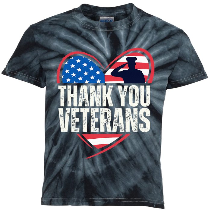 Thank You Veterans Day Memorial Day Partiotic Military Usa Kids Tie-Dye T-Shirt