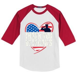 Thank You Veterans Day Memorial Day Partiotic Military Usa Kids Colorblock Raglan Jersey