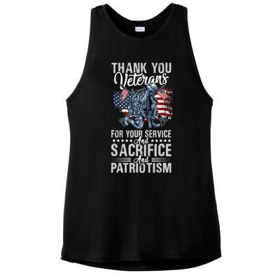 Thank You Veterans For Your Service And Sacrifice And Patrio Ladies PosiCharge Tri-Blend Wicking Tank