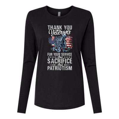 Thank You Veterans For Your Service And Sacrifice And Patrio Womens Cotton Relaxed Long Sleeve T-Shirt