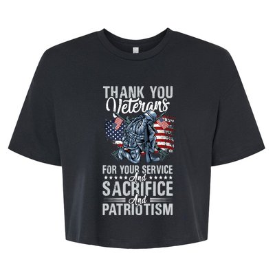 Thank You Veterans For Your Service And Sacrifice And Patrio Bella+Canvas Jersey Crop Tee