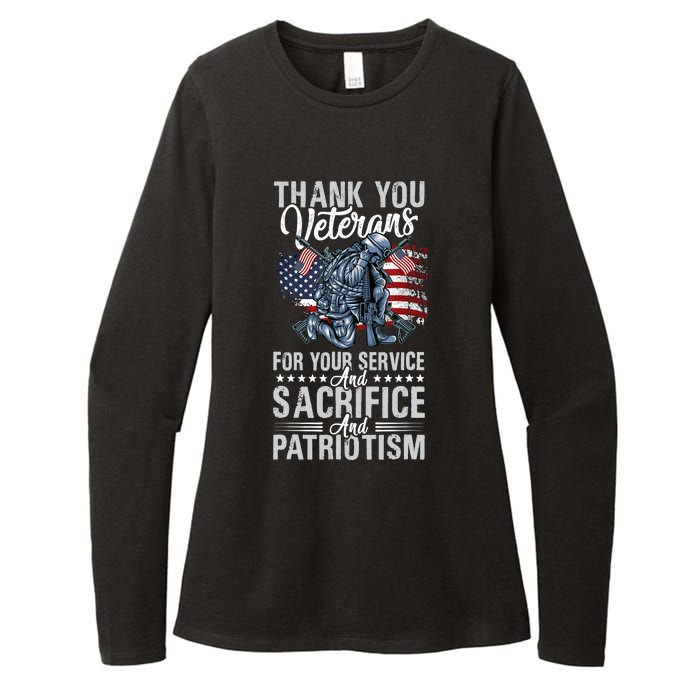 Thank You Veterans For Your Service And Sacrifice And Patrio Womens CVC Long Sleeve Shirt