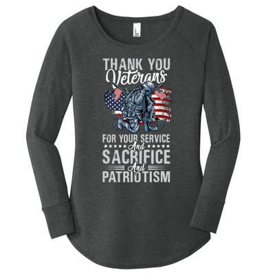 Thank You Veterans For Your Service And Sacrifice And Patrio Women's Perfect Tri Tunic Long Sleeve Shirt