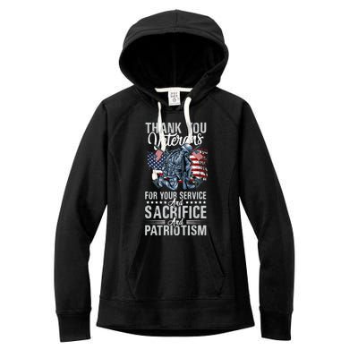 Thank You Veterans For Your Service And Sacrifice And Patrio Women's Fleece Hoodie