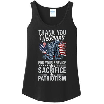 Thank You Veterans For Your Service And Sacrifice And Patrio Ladies Essential Tank