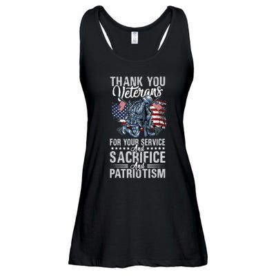 Thank You Veterans For Your Service And Sacrifice And Patrio Ladies Essential Flowy Tank