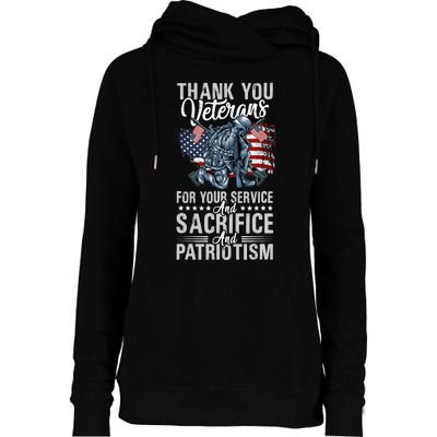 Thank You Veterans For Your Service And Sacrifice And Patrio Womens Funnel Neck Pullover Hood