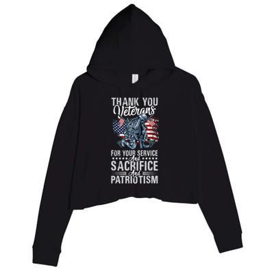 Thank You Veterans For Your Service And Sacrifice And Patrio Crop Fleece Hoodie