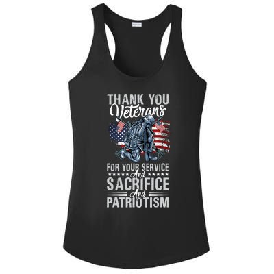 Thank You Veterans For Your Service And Sacrifice And Patrio Ladies PosiCharge Competitor Racerback Tank