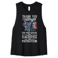 Thank You Veterans For Your Service And Sacrifice And Patrio Women's Racerback Cropped Tank