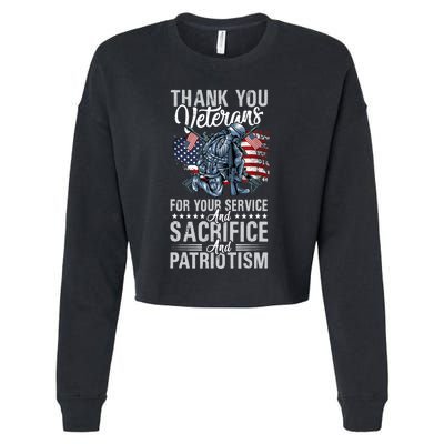 Thank You Veterans For Your Service And Sacrifice And Patrio Cropped Pullover Crew