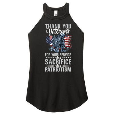 Thank You Veterans For Your Service And Sacrifice And Patrio Women's Perfect Tri Rocker Tank