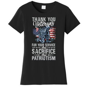 Thank You Veterans For Your Service And Sacrifice And Patrio Women's T-Shirt