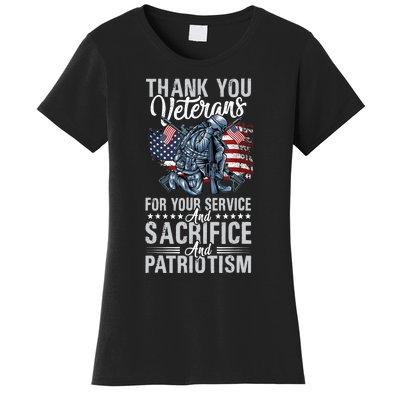 Thank You Veterans For Your Service And Sacrifice And Patrio Women's T-Shirt