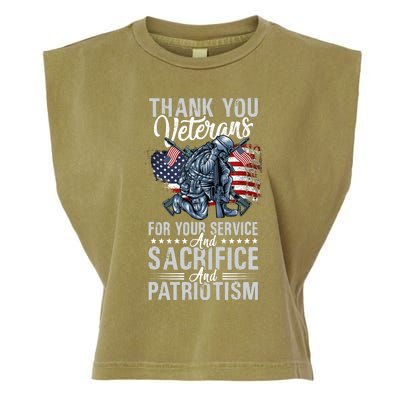 Thank You Veterans For Your Service And Sacrifice And Patrio Garment-Dyed Women's Muscle Tee