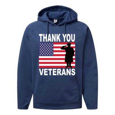 Thank You Veterans Gift Veterans Day Gift Performance Fleece Hoodie