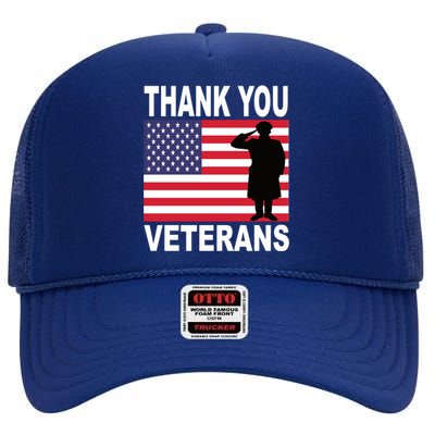 Thank You Veterans Gift Veterans Day Gift High Crown Mesh Back Trucker Hat