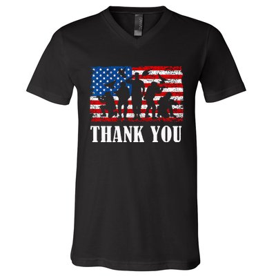 Thank You! Veterans Day & Memorial Day Partiotic Military V-Neck T-Shirt