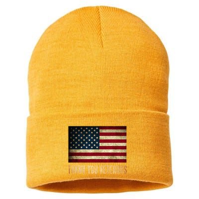 Thank You Veterans Day Military Life Army Affairs Grateful Sustainable Knit Beanie