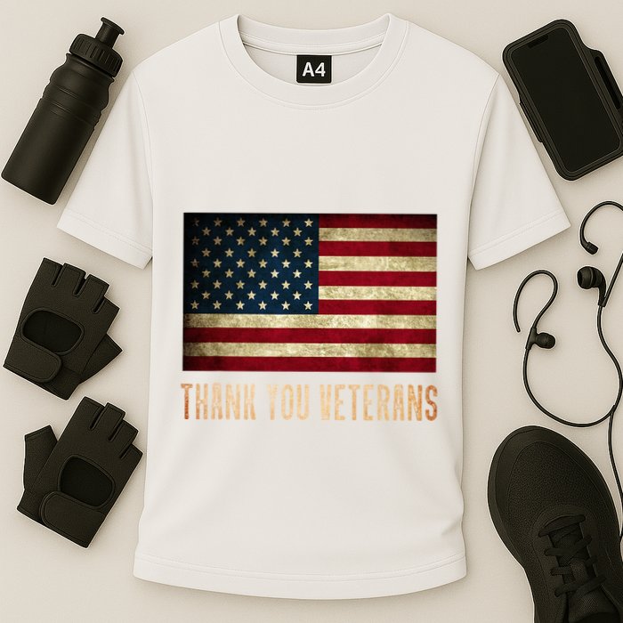 Thank You Veterans Day Military Life Army Affairs Grateful Cooling Performance Crew T-Shirt