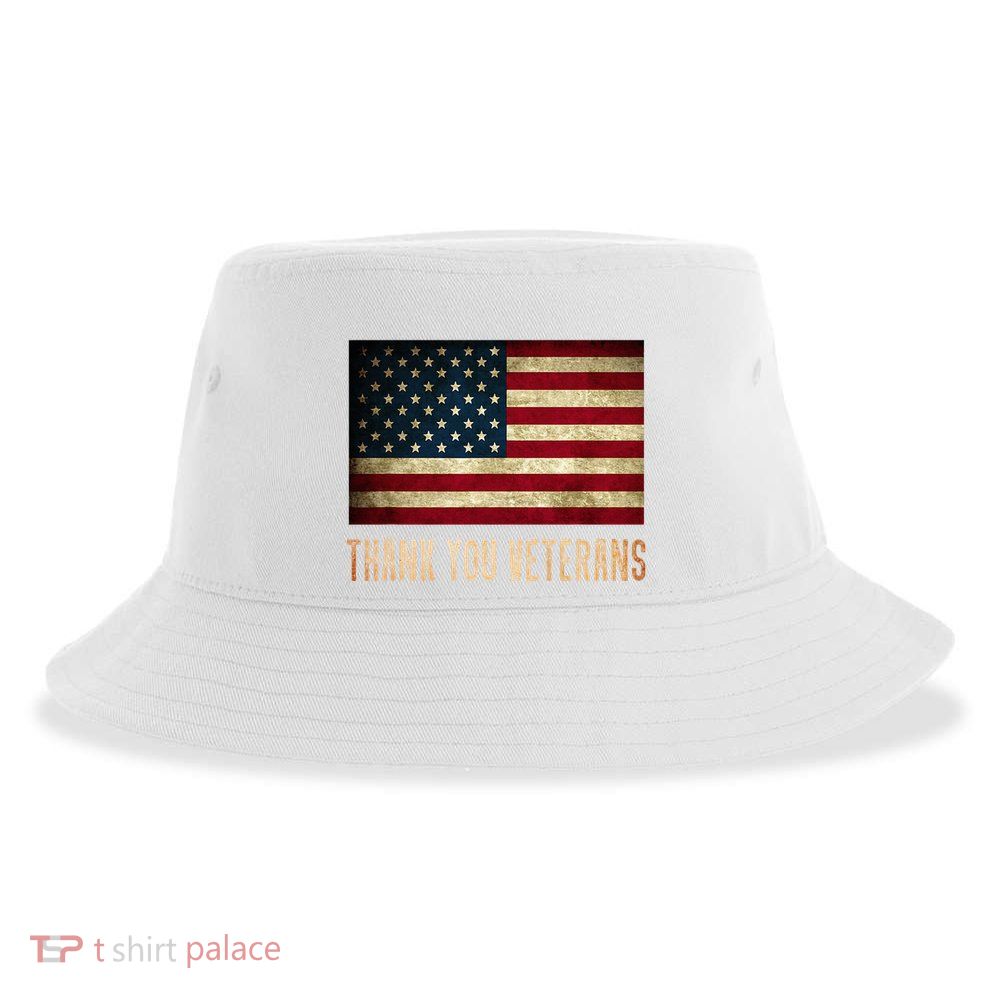 Thank You Veterans Day Military Life Army Affairs Grateful Sustainable Bucket Hat
