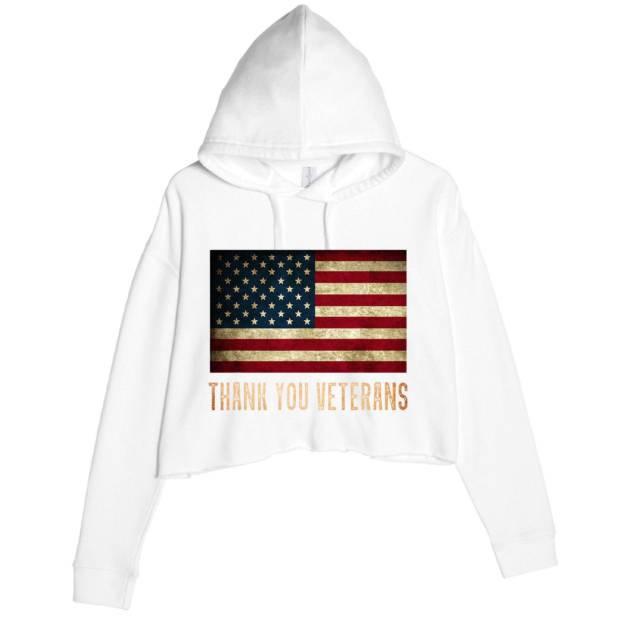 Thank You Veterans Day Military Life Army Affairs Grateful Crop Fleece Hoodie