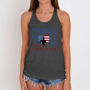 Thank You Veterans American Flag Proud Veteran Women's Knotted Racerback Tank