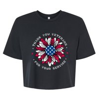 Thank You Veterans Sunflower Military Veterans Day Bella+Canvas Jersey Crop Tee