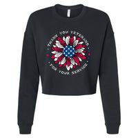 Thank You Veterans Sunflower Military Veterans Day Cropped Pullover Crew