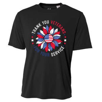 Thank You Veterans Sunflower Military Veterans Day Tribute Cooling Performance Crew T-Shirt