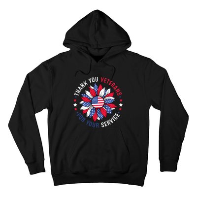 Thank You Veterans Sunflower Military Veterans Day Tribute Hoodie