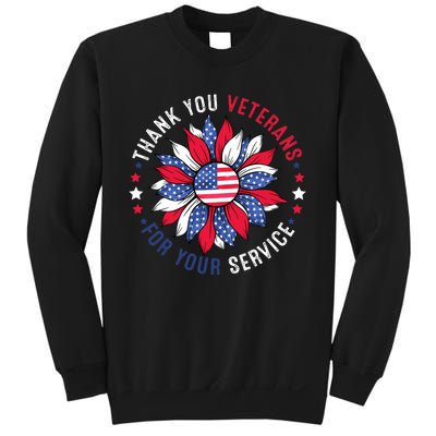 Thank You Veterans Sunflower Military Veterans Day Tribute Sweatshirt