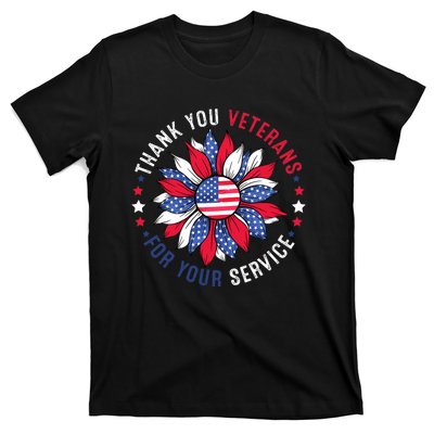 Thank You Veterans Sunflower Military Veterans Day Tribute T-Shirt