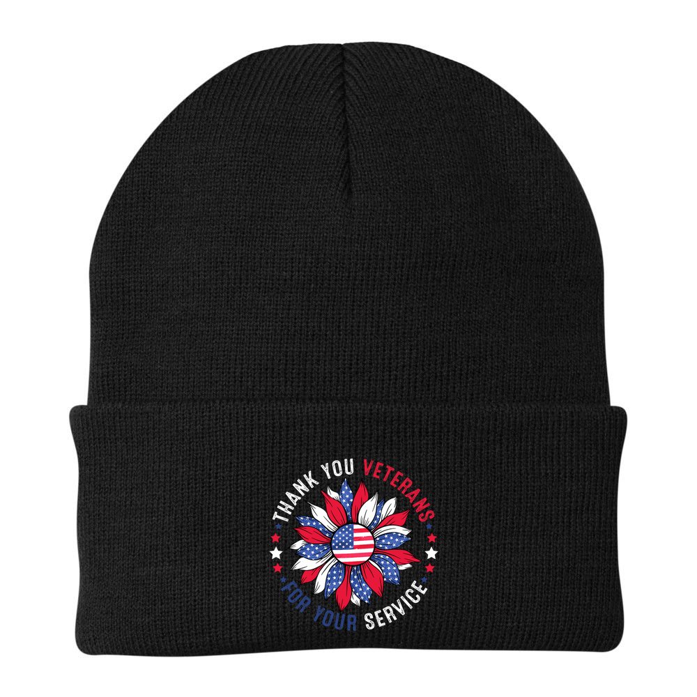 Thank You Veterans Sunflower Military Veterans Day Tribute Beanie
