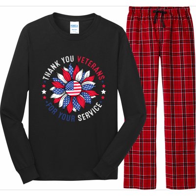 Thank You Veterans Sunflower Military Veterans Day Tribute Long Sleeve Pajama Set