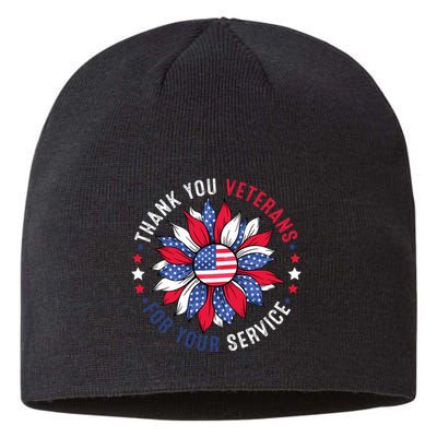 Thank You Veterans Sunflower Military Veterans Day Tribute Sustainable Beanie