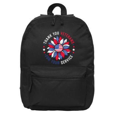 Thank You Veterans Sunflower Military Veterans Day Tribute 16 in Basic Backpack