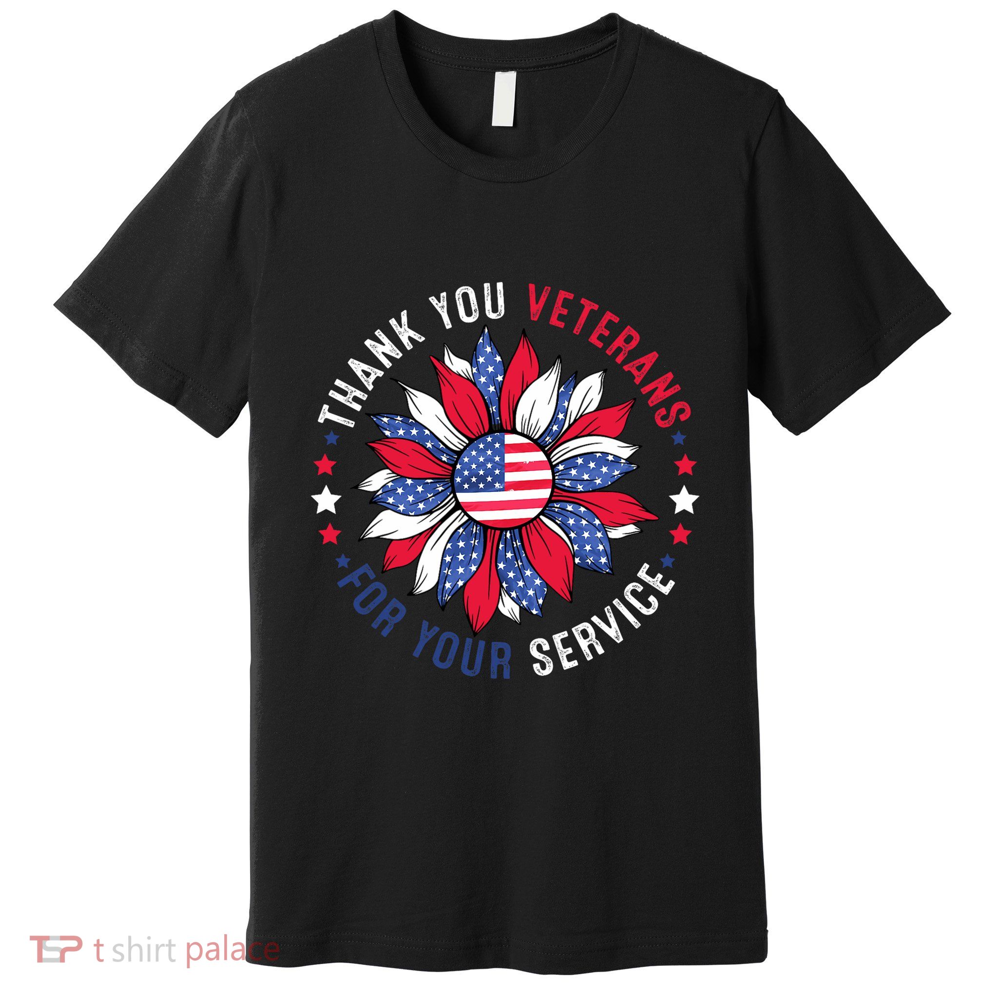Thank You Veterans Sunflower Military Veterans Day Tribute Premium T-Shirt