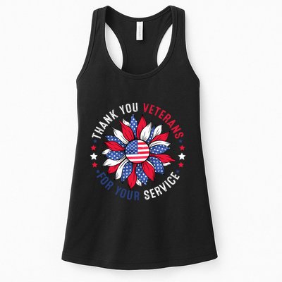 Thank You Veterans Sunflower Military Veterans Day Tribute Womens Tank Top