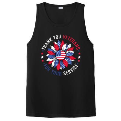 Thank You Veterans Sunflower Military Veterans Day Tribute PosiCharge Competitor Tank