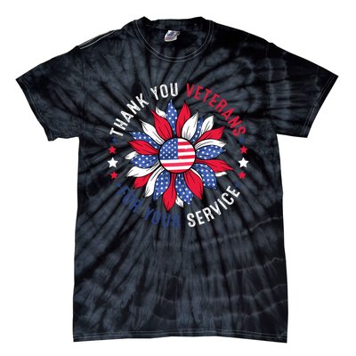 Thank You Veterans Sunflower Military Veterans Day Tribute Tie-Dye T-Shirt