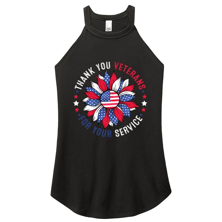 Thank You Veterans Sunflower Military Veterans Day Tribute Women's Perfect Tri Rocker Tank