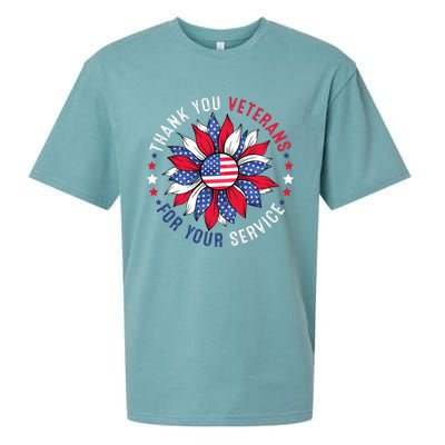 Thank You Veterans Sunflower Military Veterans Day Tribute Sueded Cloud Jersey T-Shirt