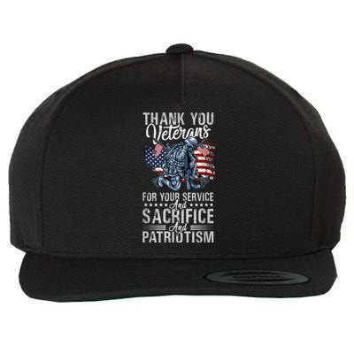 Thank You Veterans For Your Service And Sacrifice And Patrio Wool Snapback Cap