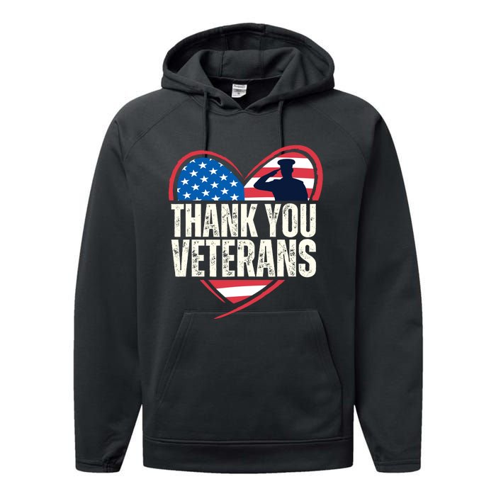 Thank You Veterans Day Memorial Day Partiotic Military Usa Performance Fleece Hoodie